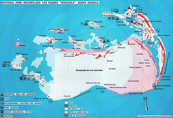 Карта архипелага Лос Рокес